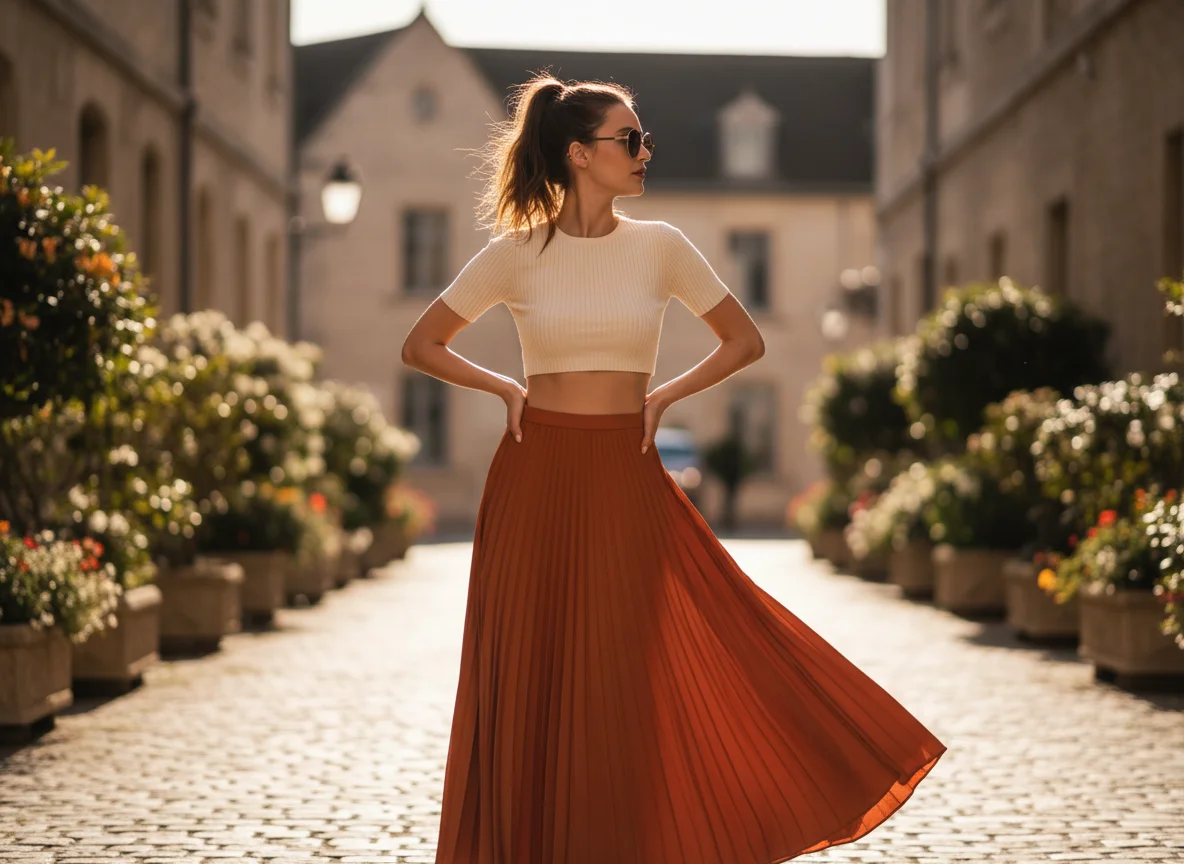 Quel haut mettre avec une jupe plissée longue pour équilibrer le volume - Image 5