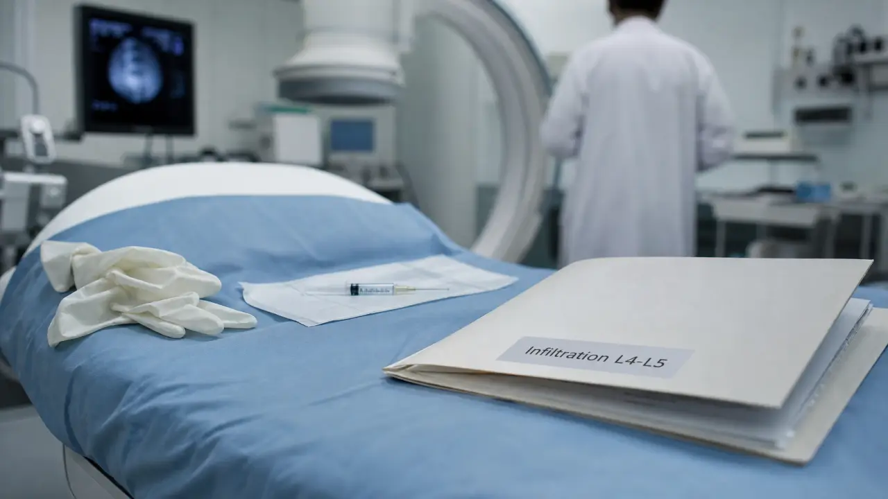 infiltration lombaires l4 l5 en salle de consultation médicale