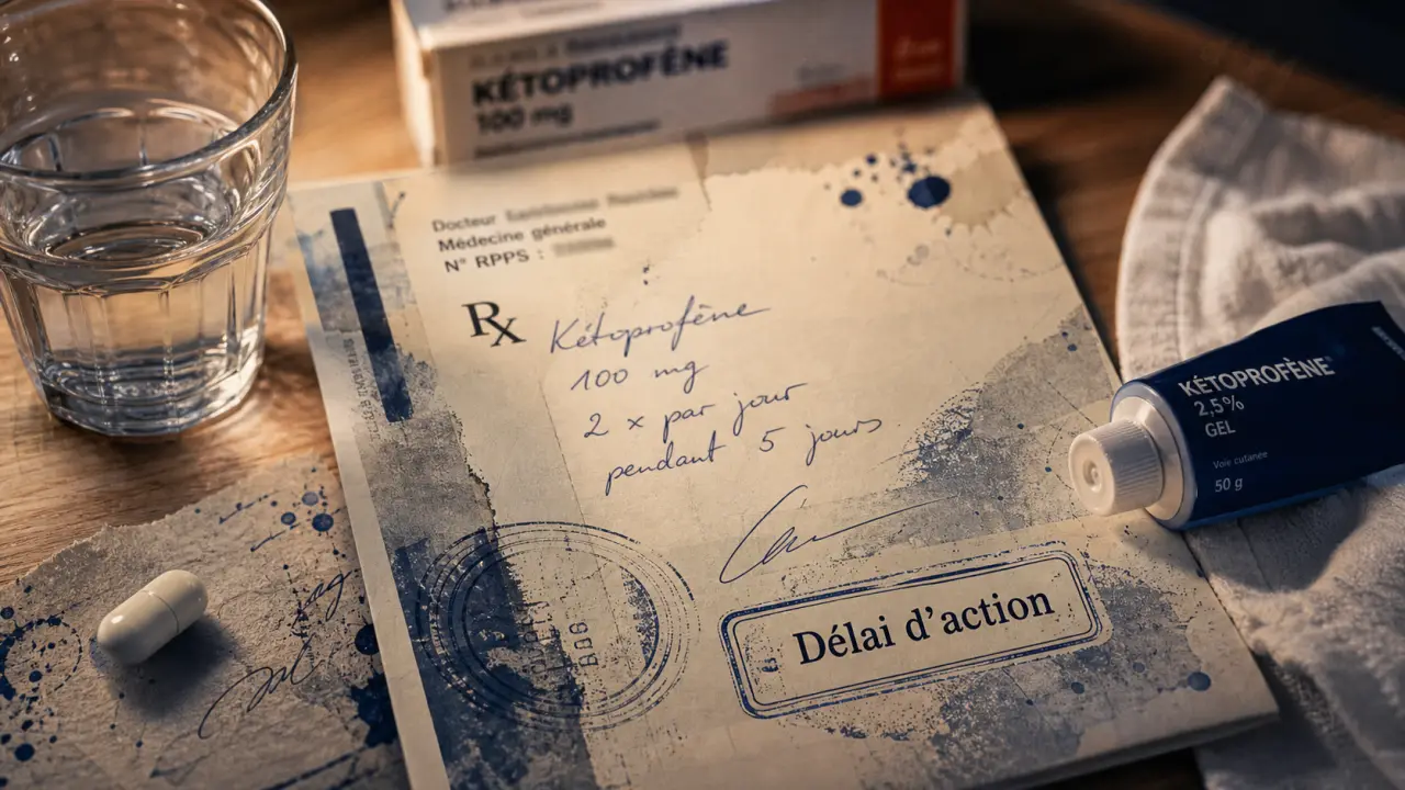 Kétoprofène agit en combien de temps ? Formes, repas et signaux d’alerte