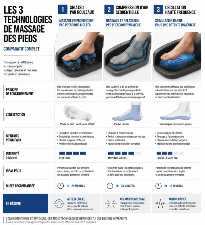 Comparatif des technologies de massage pour le meilleur appareil de massage pieds circulation