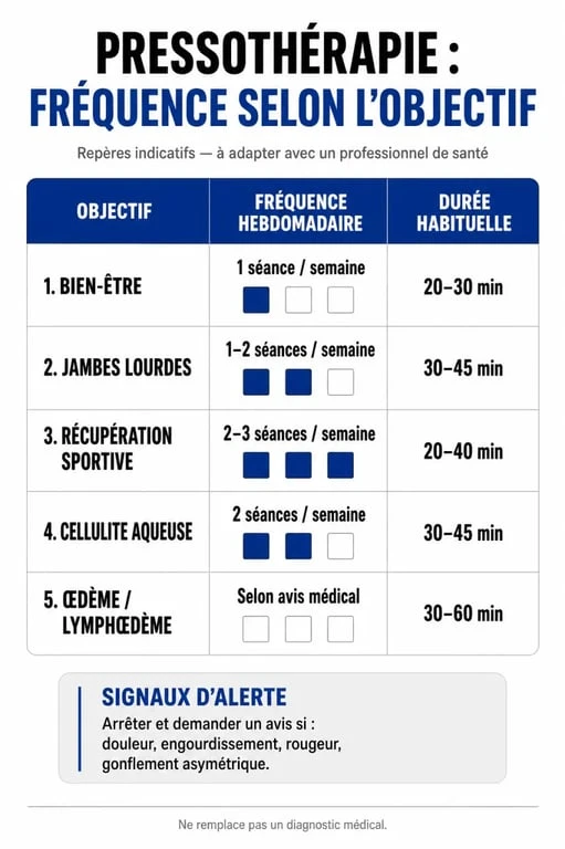 Pressothérapie combien de fois par semaine : fréquence hebdomadaire selon l’objectif et durée des séances
