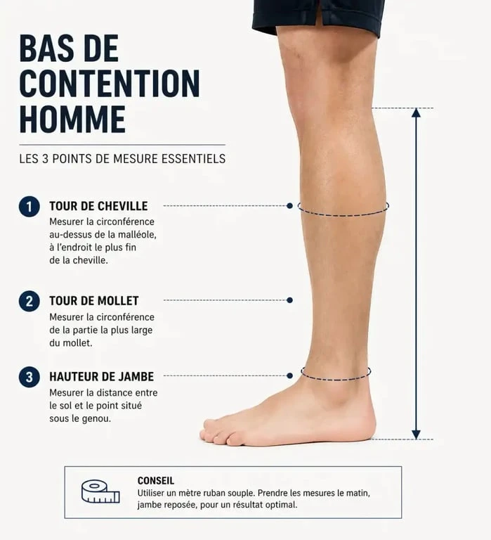 Guide de prise de mesures pour choisir ses bas de contention homme adaptés
