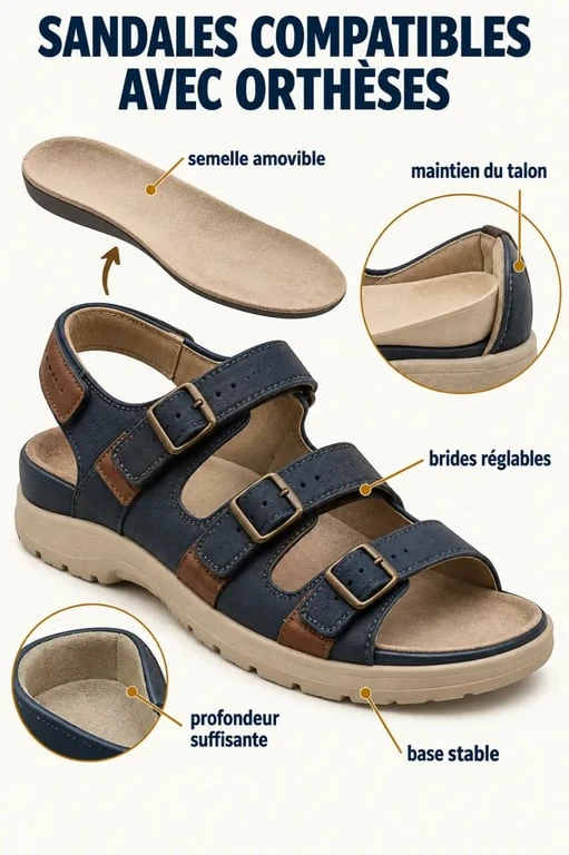 Infographie sur les critères de choix des sandales pour semelles orthopédiques