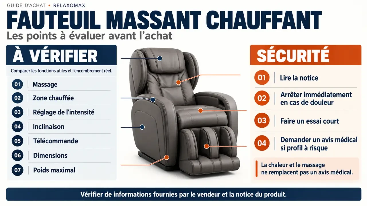 Fauteuil massant thermique Relaxomax chauffant : fonctions et précautions à vérifier avant l’achat